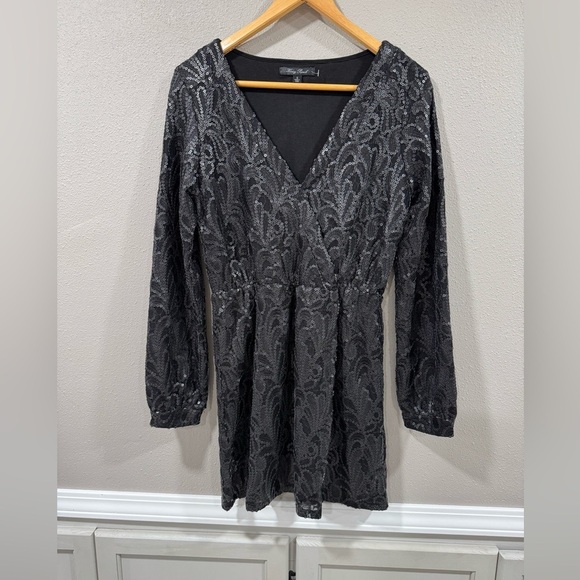 Honey Punch Matte Black Sequin Mini Dress - Picture 3 of 7